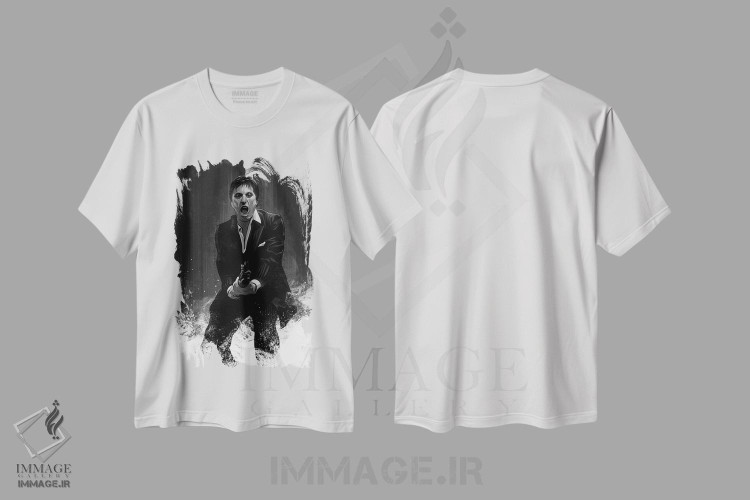 تیشرت طرح دار صورت زخمی در سیاه و سفید، هنر دیجیتال اثر نیکیتا آباکوموف | immage.ir