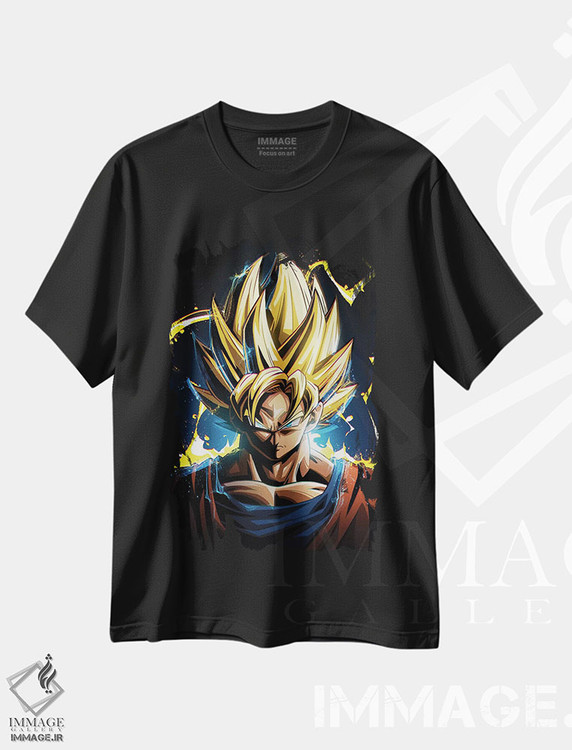 تیشرت طرح دار گوکو سوپر سایان، انیمه اثر نیکیتا آباکوموف | فروشگاه ایماژ