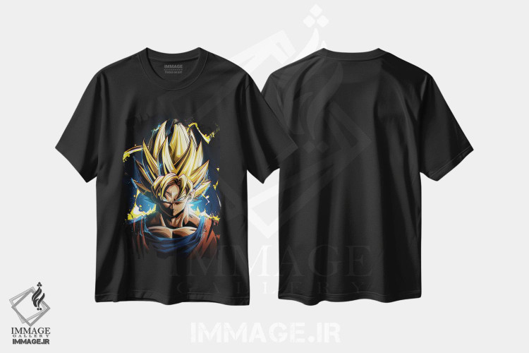 تیشرت طرح دار گوکو سوپر سایان، انیمه اثر نیکیتا آباکوموف | فروشگاه ایماژ
