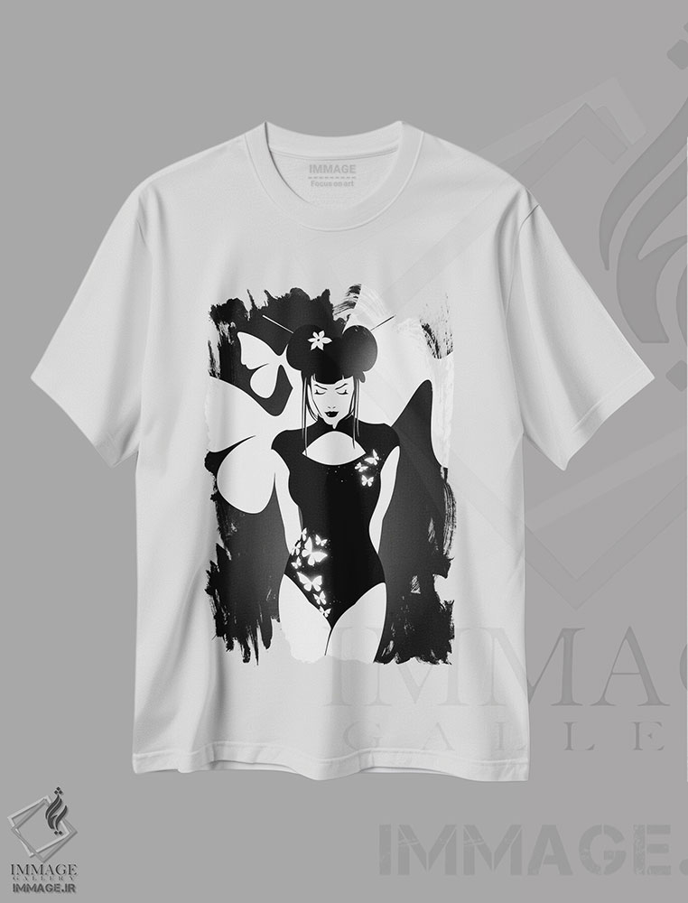 تیشرت طرح دار در آغوش پروانه ها، دکور آسیایی اثر نیکیتا آباکوموف | immage.ir