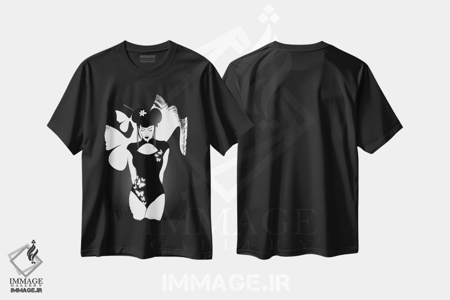 تیشرت طرح دار در آغوش پروانه ها، دکور آسیایی اثر نیکیتا آباکوموف | فروشگاه ایماژ