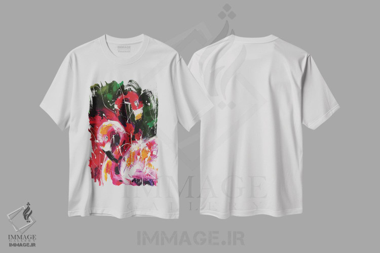 تیشرت طرح دار فلامینگو در حال رقص، دکور معاصر اثر آلیاکساندرا تسسارسکایا | immage.ir