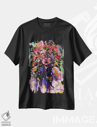 تیشرت طرح دار دختر قدرتمند اوکراینی، دکور معاصر اثر آلیاکساندرا تسسارسکایا | فروشگاه ایماژ