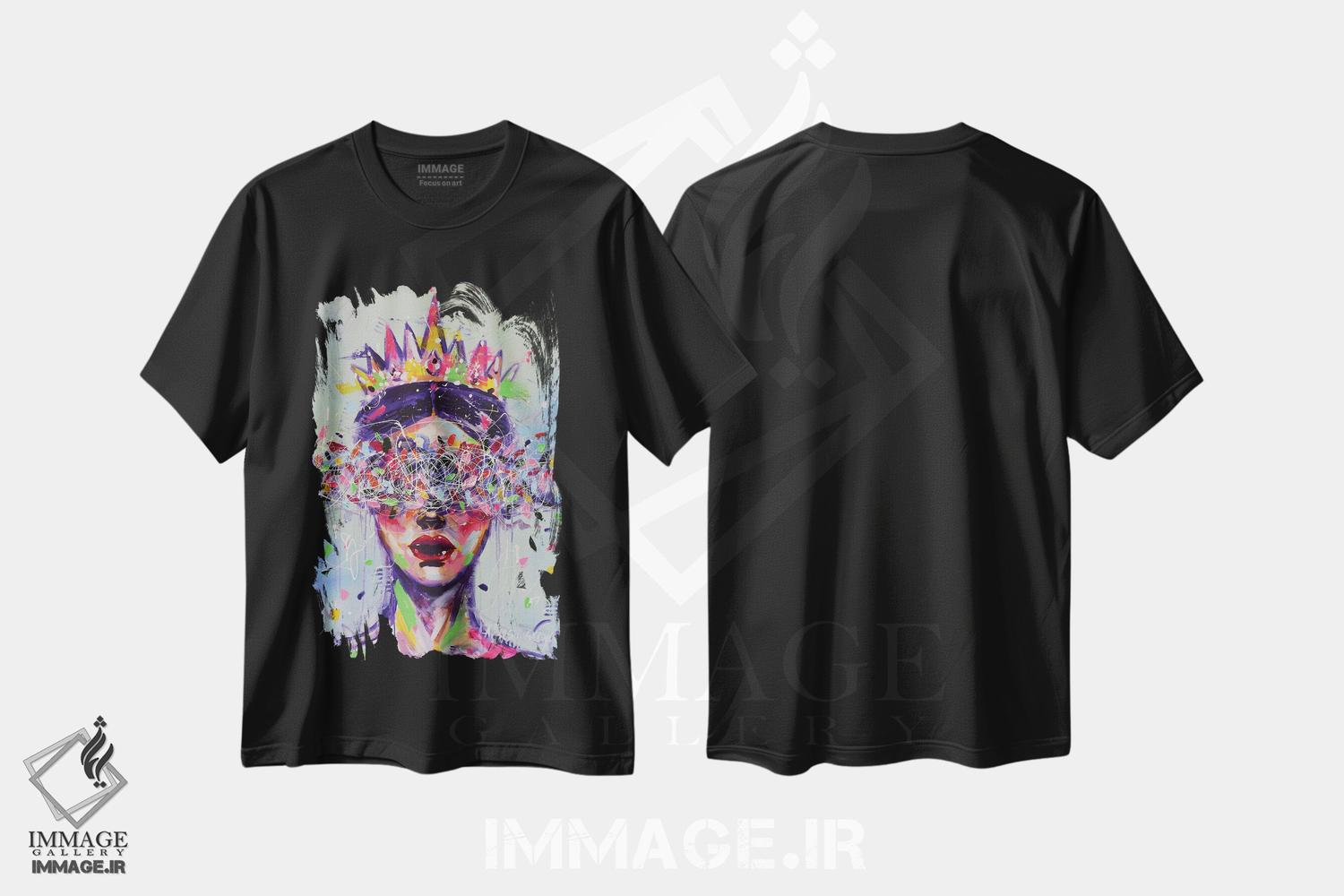 تیشرت طرح دار ملکه، هنر فاخر معاصر اثر آلیاکساندرا تسسارسکایا | فروشگاه ایماژ
