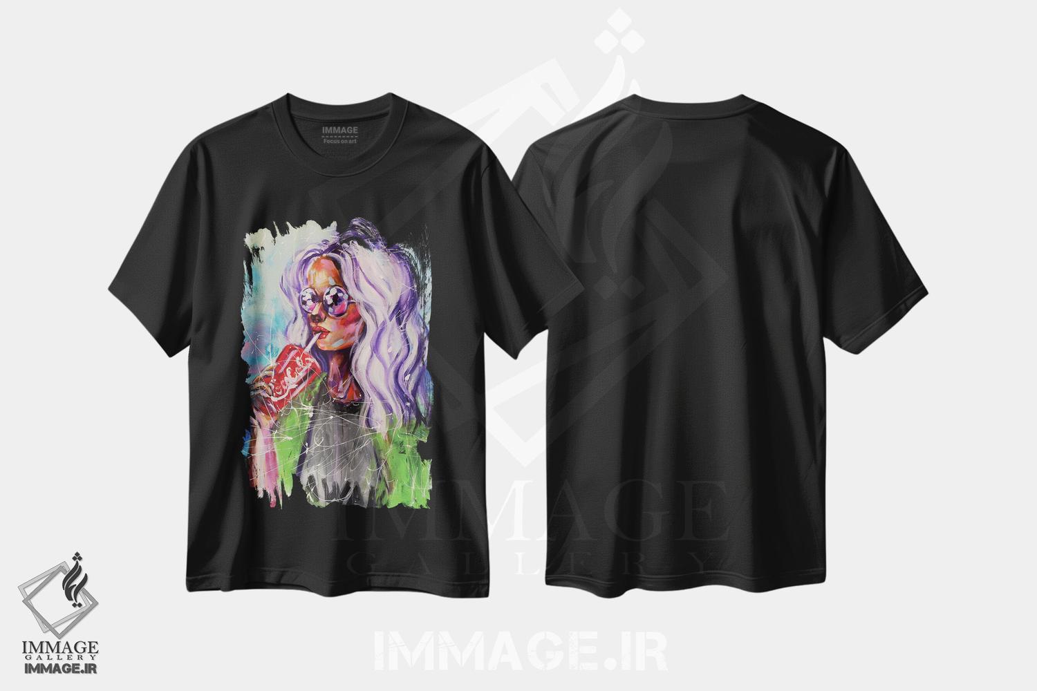 تیشرت طرح دار کوکاکولا، هنر فاخر معاصر اثر آلیاکساندرا تسسارسکایا | فروشگاه ایماژ