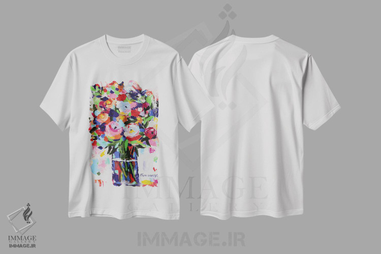 تیشرت طرح دار گل ها در گلدان، آبستره اثر آلیاکساندرا تسسارسکایا | immage.ir