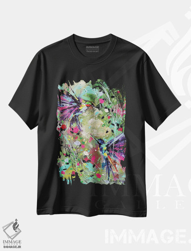 تیشرت طرح دار گل ها با پرنده ها، مدیوم اثر آلیاکساندرا تسسارسکایا | فروشگاه ایماژ