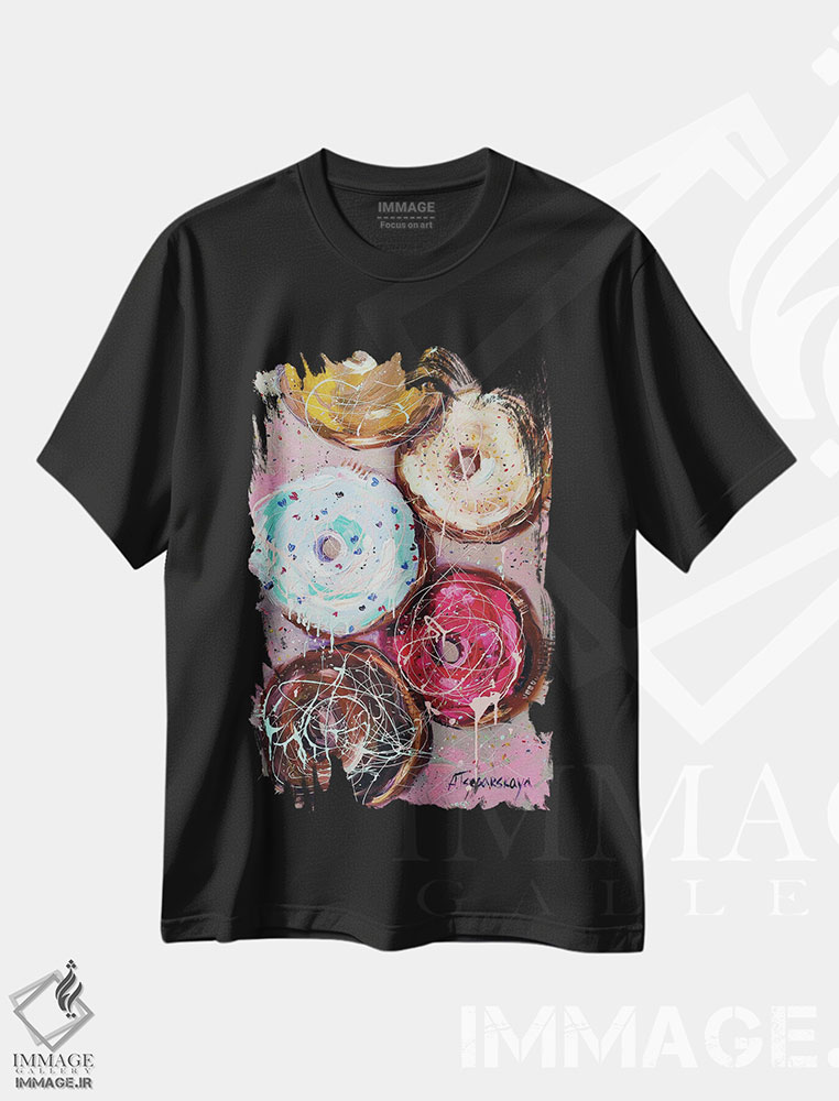تیشرت طرح دار دونات های شیرین، مدیوم اثر آلیاکساندرا تسسارسکایا | فروشگاه ایماژ