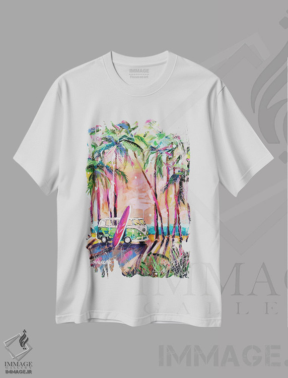 تیشرت طرح دار کاروان هیپی، آبستره اثر آلیاکساندرا تسسارسکایا | immage.ir