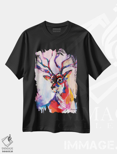 تیشرت طرح دار گوزن، دکور معاصر اثر آلیاکساندرا تسسارسکایا | فروشگاه ایماژ