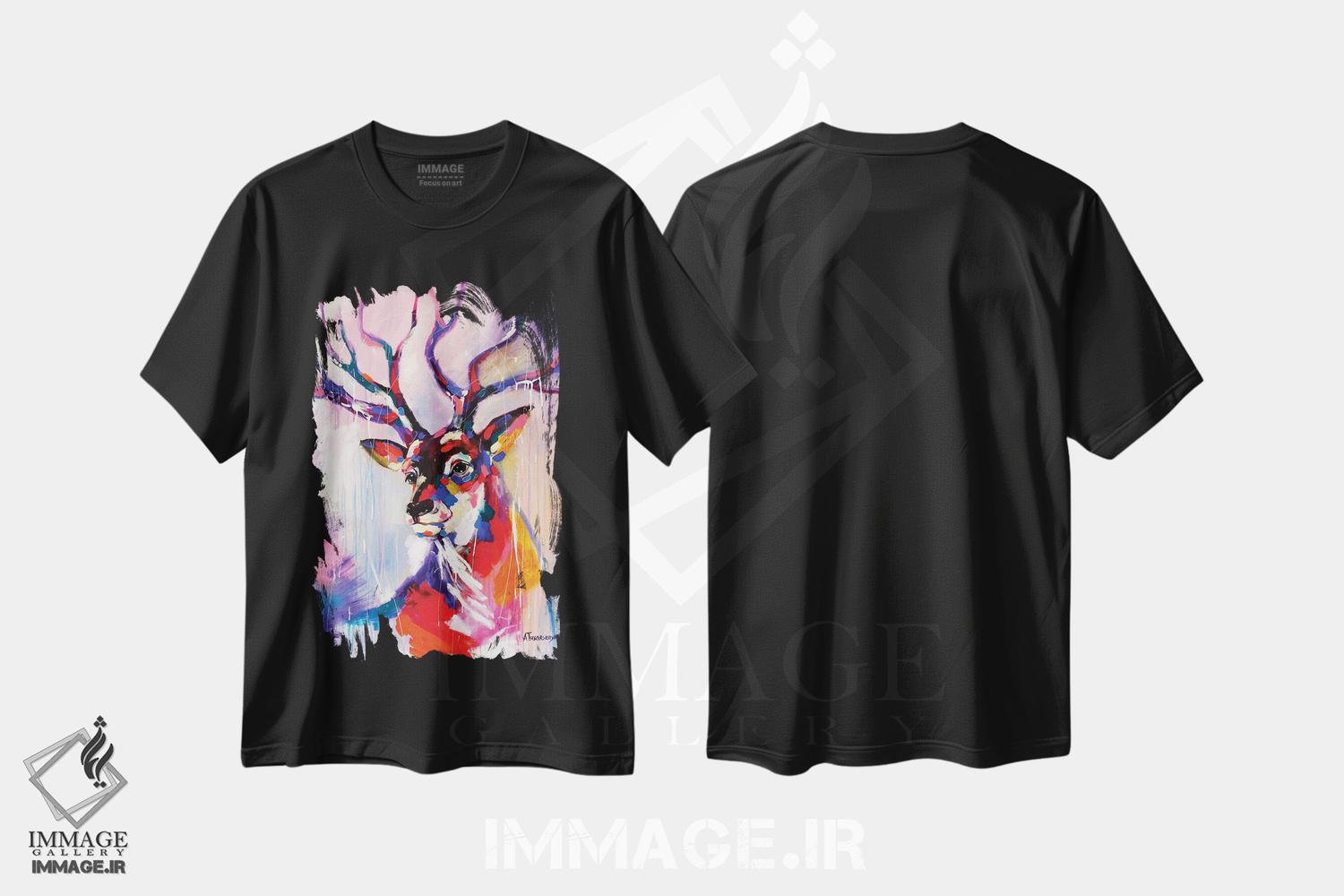 تیشرت طرح دار گوزن، دکور معاصر اثر آلیاکساندرا تسسارسکایا | فروشگاه ایماژ