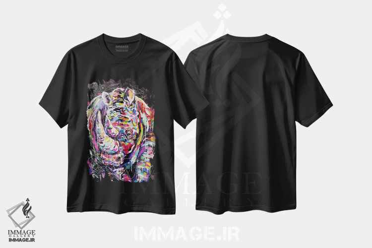 تیشرت طرح دار کرگدن، مدیوم اثر آلیاکساندرا تسسارسکایا | فروشگاه ایماژ