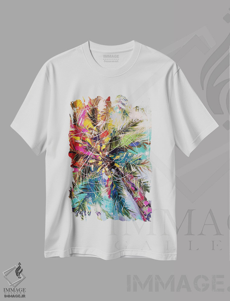 تیشرت طرح دار نخل، آبستره اثر آلیاکساندرا تسسارسکایا | immage.ir
