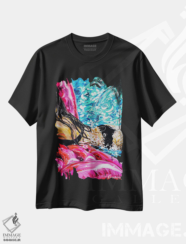 تیشرت طرح دار روز آفتابی در استخر، مدیوم اثر آلیاکساندرا تسسارسکایا | فروشگاه ایماژ