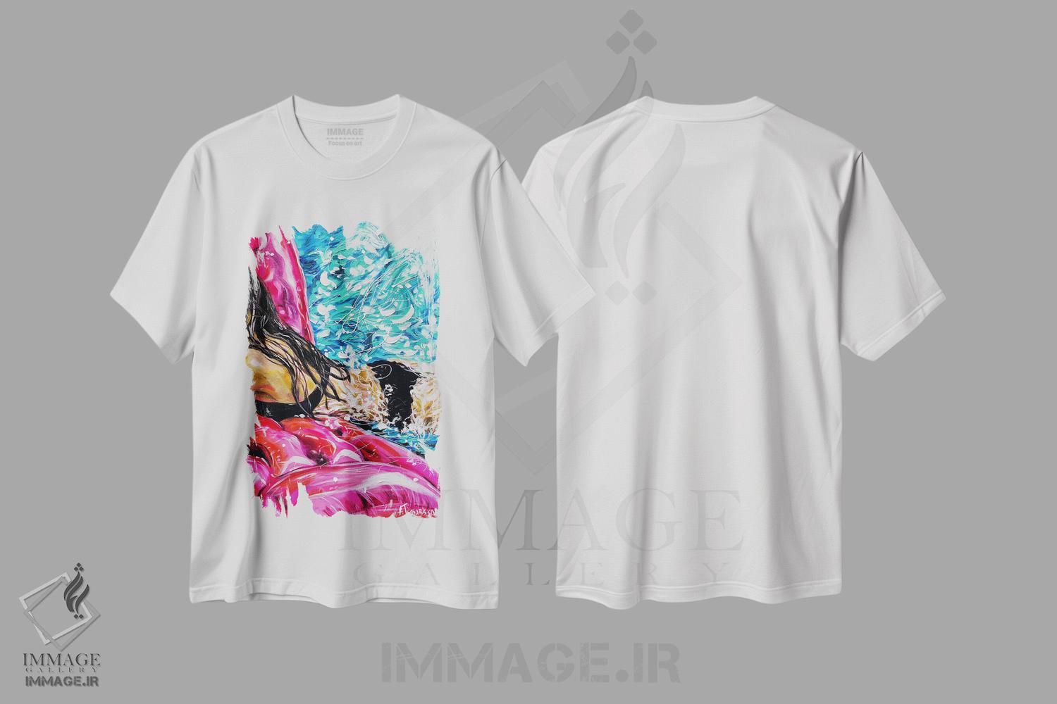 تیشرت طرح دار روز آفتابی در استخر، مدیوم اثر آلیاکساندرا تسسارسکایا | immage.ir