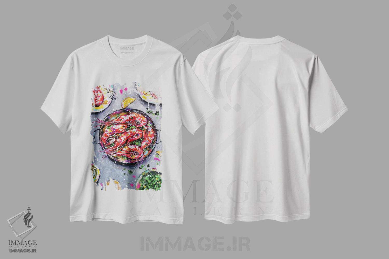 تیشرت طرح دار میگو، هنر فاخر معاصر اثر آلیاکساندرا تسسارسکایا | immage.ir