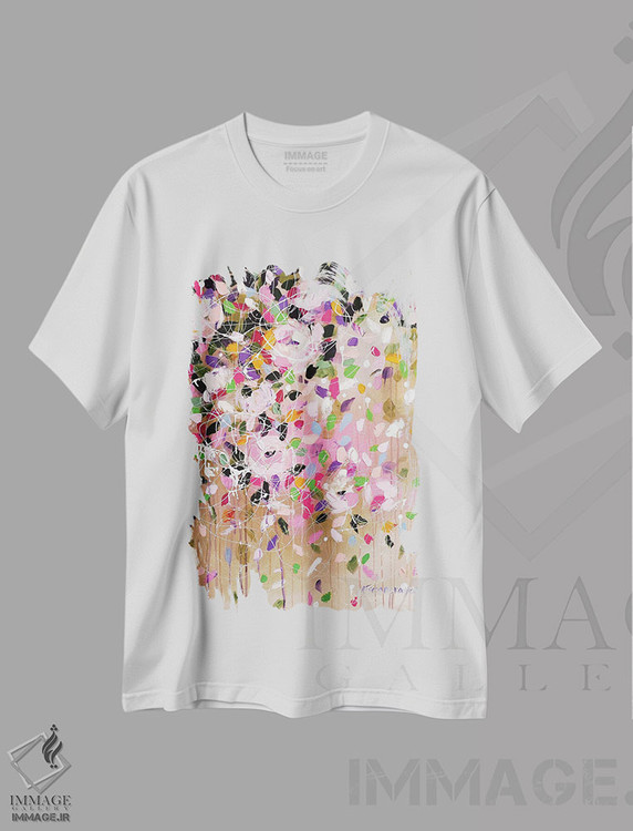 تیشرت طرح دار پیونی های انتزاعی اثر آلیاکساندرا تسسارسکایا | immage.ir