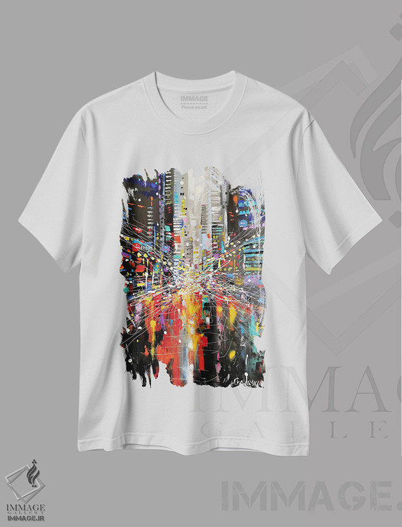 تیشرت طرح دار نور نیویورک، هنر فاخر معاصر اثر آلیاکساندرا تسسارسکایا | immage.ir