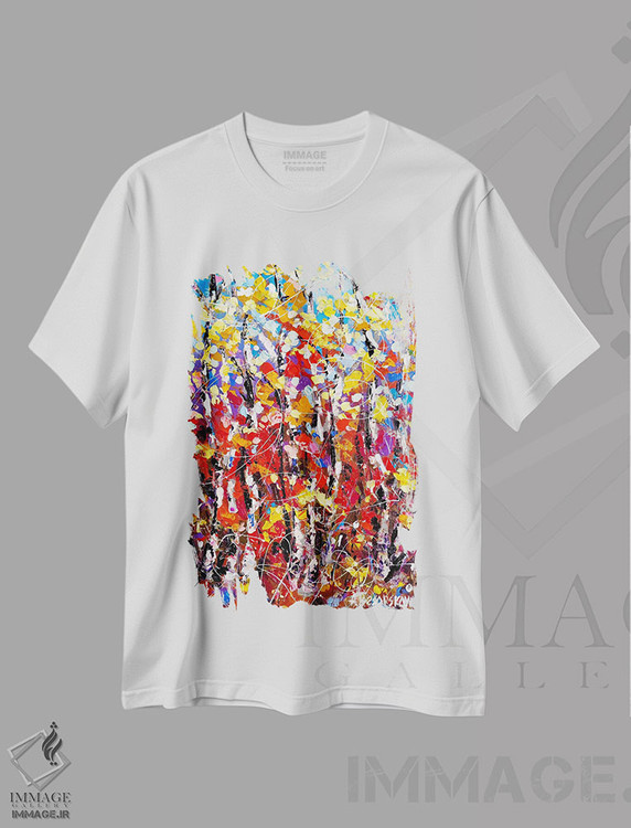 تیشرت طرح دار جنگل پاییزی انتزاعی، آبستره اثر آلیاکساندرا تسسارسکایا | immage.ir