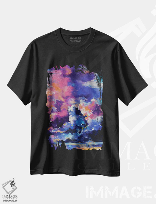تیشرت طرح دار آسمان ارغوانی، آبستره اثر آلیاکساندرا تسسارسکایا | فروشگاه ایماژ