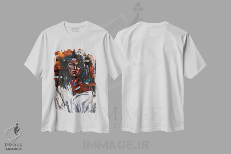 تیشرت طرح دار پیراهن سفید، هنر آمریکایی آفریقایی تبار اثر آلیاکساندرا تسسارسکایا | immage.ir