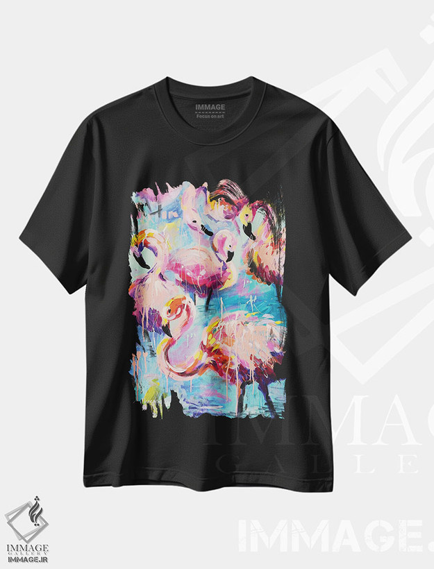 تیشرت طرح دار فلامینگو، تزئینی اثر آلیاکساندرا تسسارسکایا | فروشگاه ایماژ