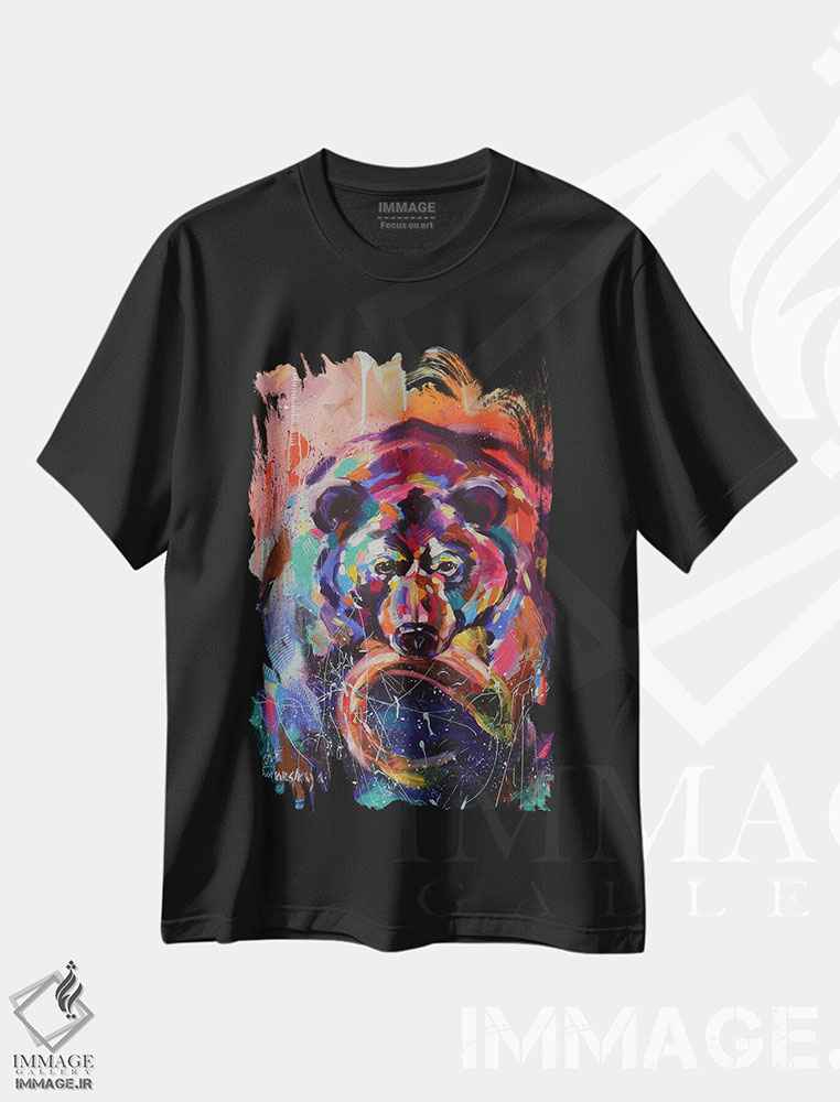 تیشرت طرح دار خرس شکارچی، دکور معاصر اثر آلیاکساندرا تسسارسکایا | فروشگاه ایماژ