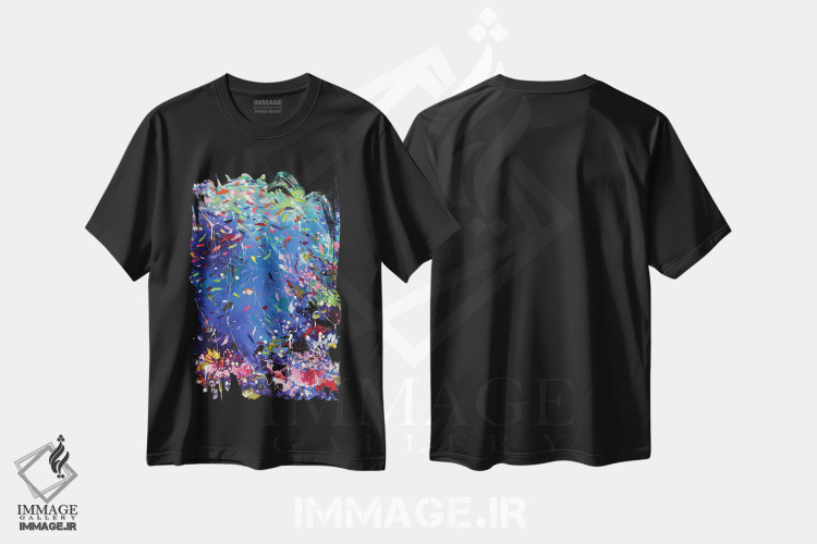 تیشرت طرح دار زیر آب، دکور ساحلی اثر آلیاکساندرا تسسارسکایا | فروشگاه ایماژ