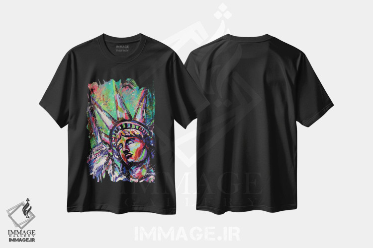 تیشرت طرح دار تندیس آزادی، دکور معاصر اثر آلیاکساندرا تسسارسکایا | فروشگاه ایماژ