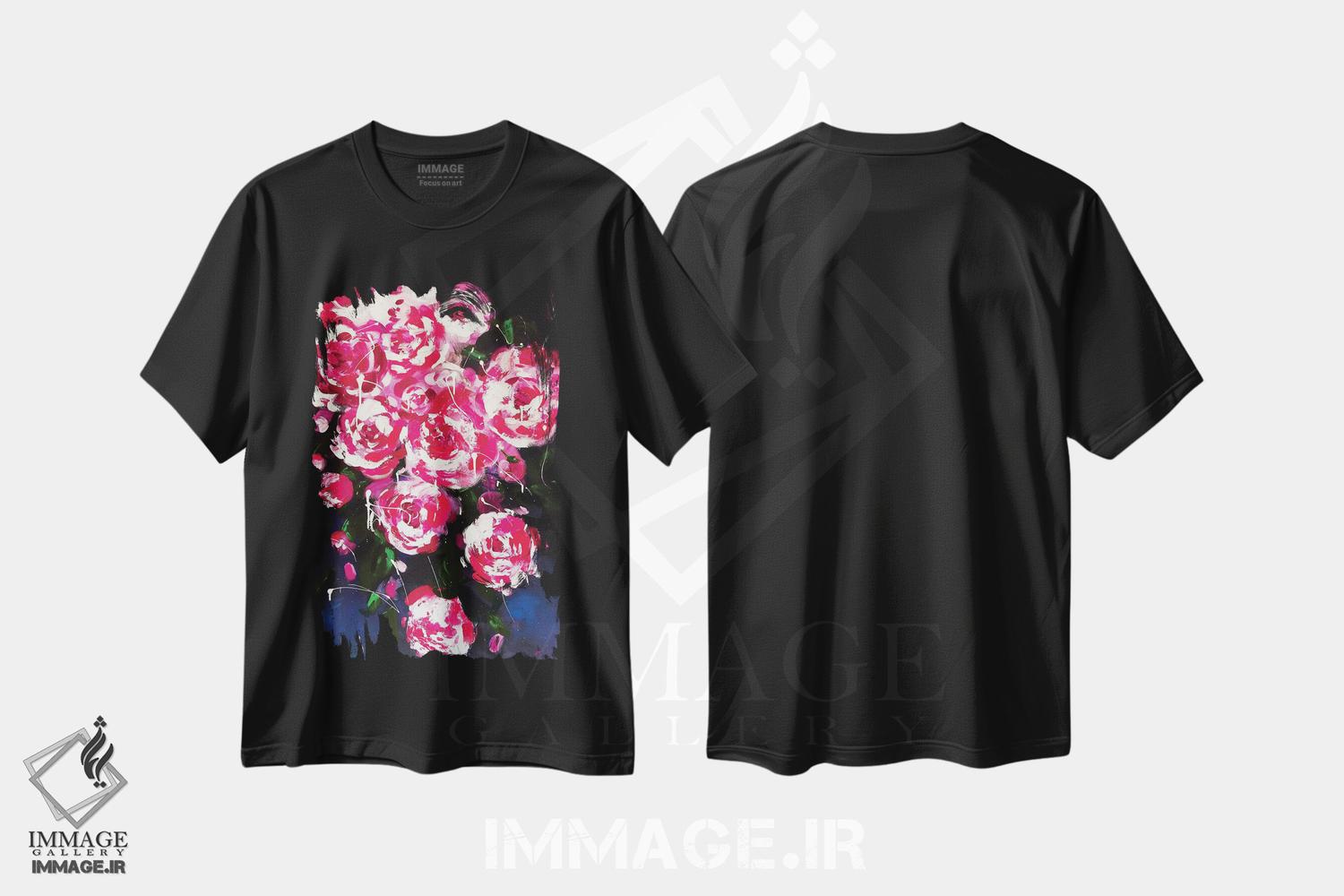 تیشرت طرح دار پیونی ها، دکور معاصر اثر آلیاکساندرا تسسارسکایا | فروشگاه ایماژ