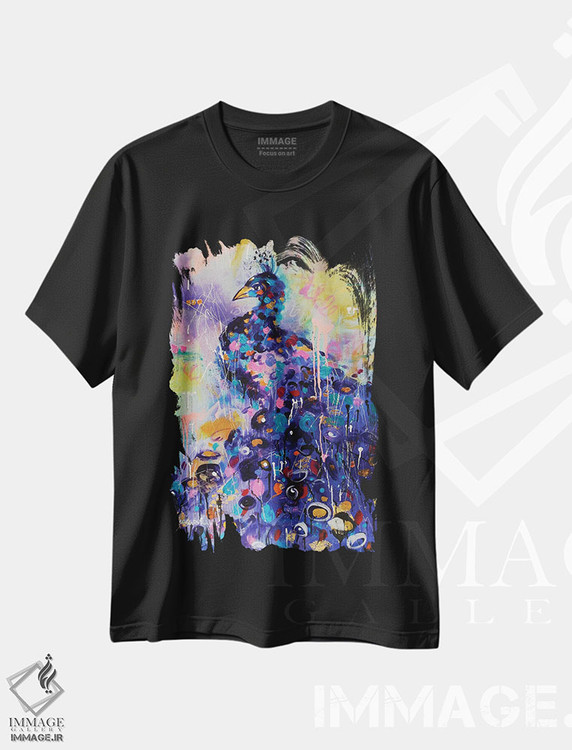 تیشرت طرح دار طاووس، دکور معاصر اثر آلیاکساندرا تسسارسکایا | فروشگاه ایماژ
