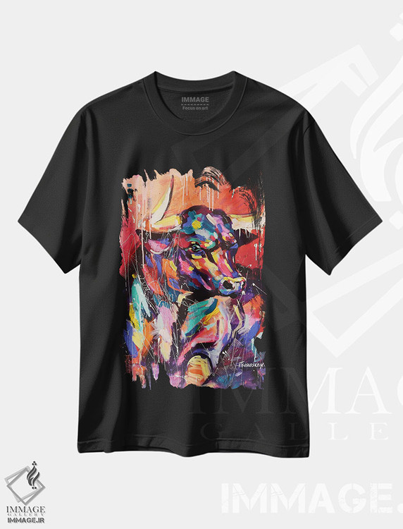 تیشرت طرح دار گاومیش، دکور معاصر اثر آلیاکساندرا تسسارسکایا | فروشگاه ایماژ