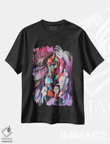 تیشرت طرح دار اسب، دکور معاصر اثر آلیاکساندرا تسسارسکایا | فروشگاه ایماژ