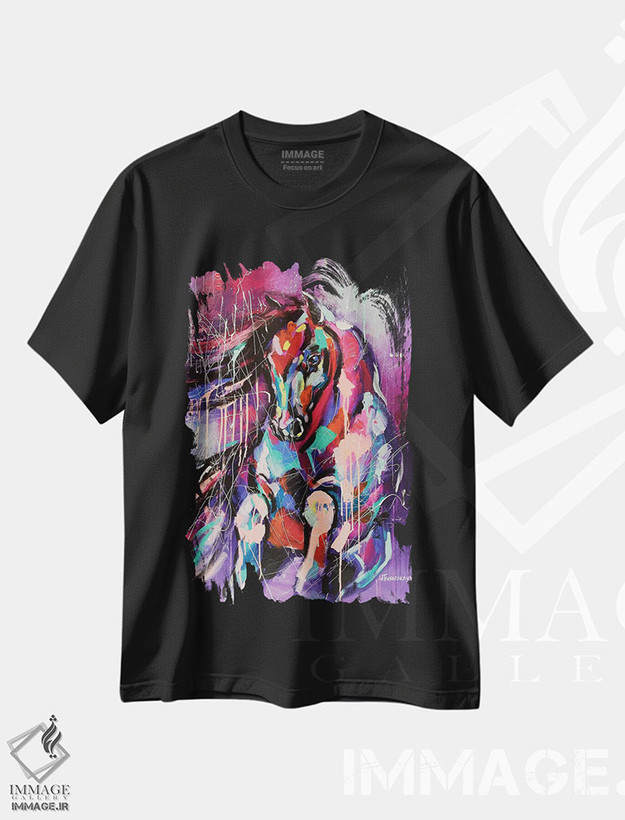 تیشرت طرح دار اسب، دکور معاصر اثر آلیاکساندرا تسسارسکایا | فروشگاه ایماژ