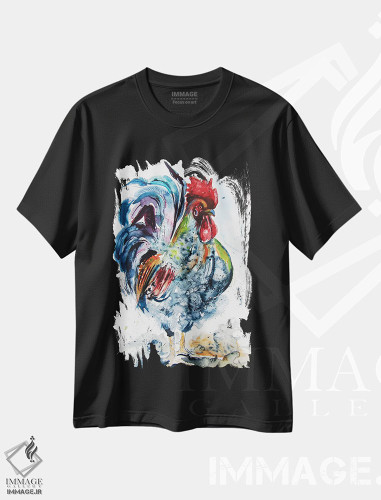 تیشرت طرح دار خروس مغرور، هنر فاخر معاصر اثر آنا بریجیتا کوواچ | فروشگاه ایماژ