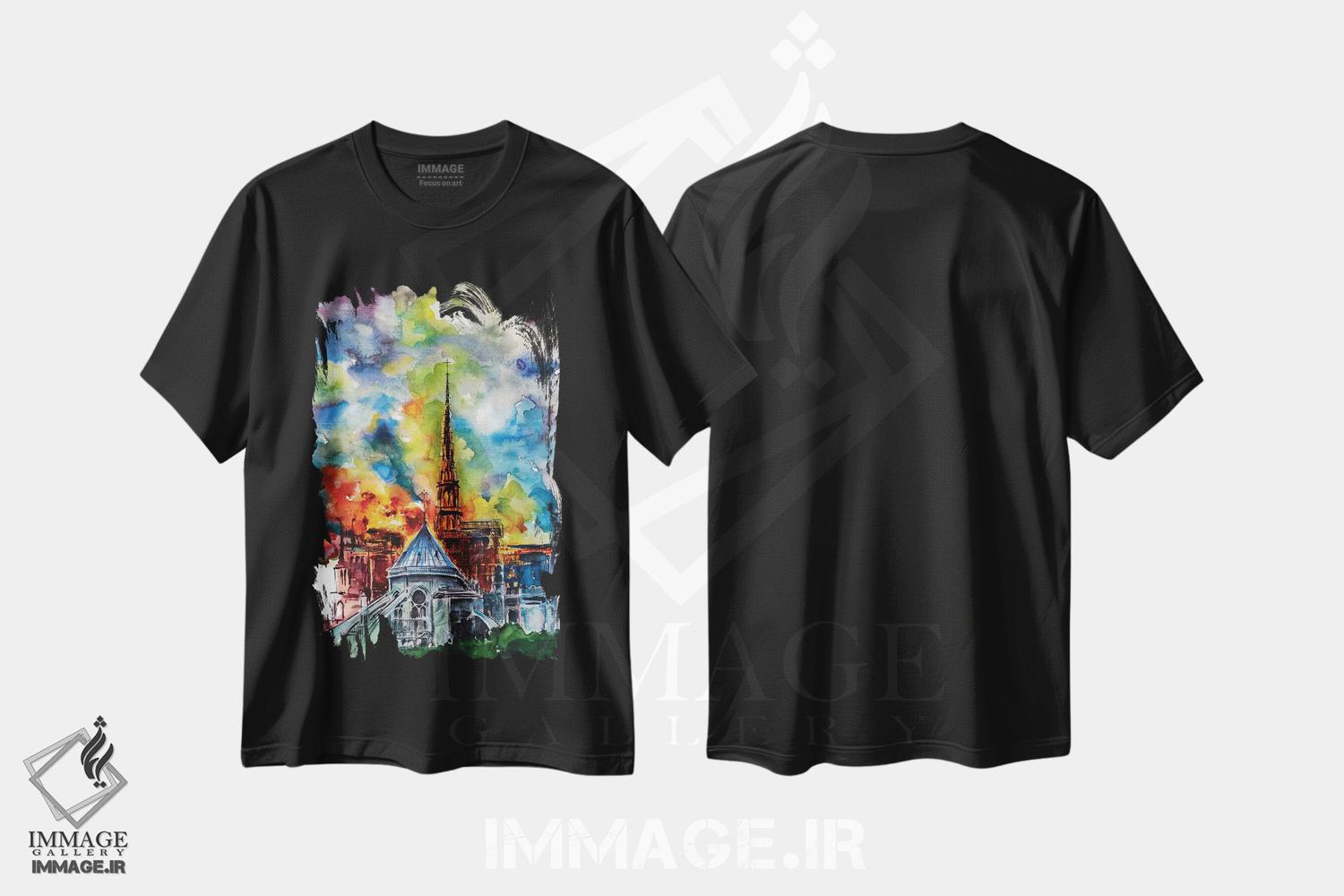 تیشرت طرح دار آتش سوزی نوتردام، مدیوم اثر آنا بریجیتا کوواچ | فروشگاه ایماژ