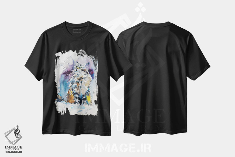 تیشرت طرح دار گربه روی برف، مدیوم اثر آنا بریجیتا کوواچ | فروشگاه ایماژ