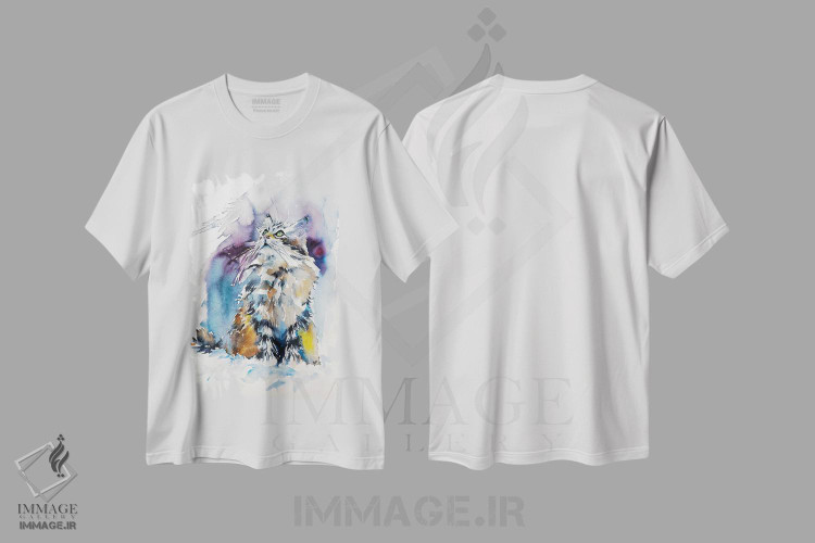 تیشرت طرح دار گربه روی برف، مدیوم اثر آنا بریجیتا کوواچ | immage.ir