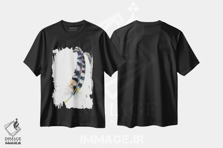 تیشرت طرح دار پر، دکور معاصر اثر آنا بریجیتا کوواچ | فروشگاه ایماژ