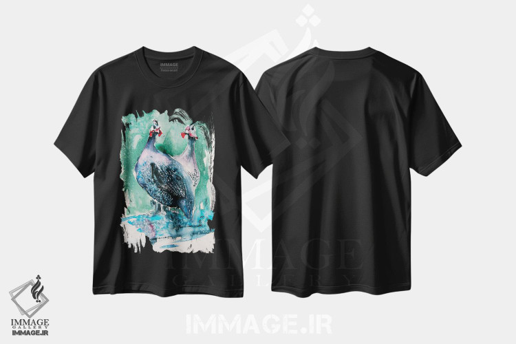 تیشرت طرح دار مرغ شاخدار، دکور معاصر اثر آنا بریجیتا کوواچ | فروشگاه ایماژ