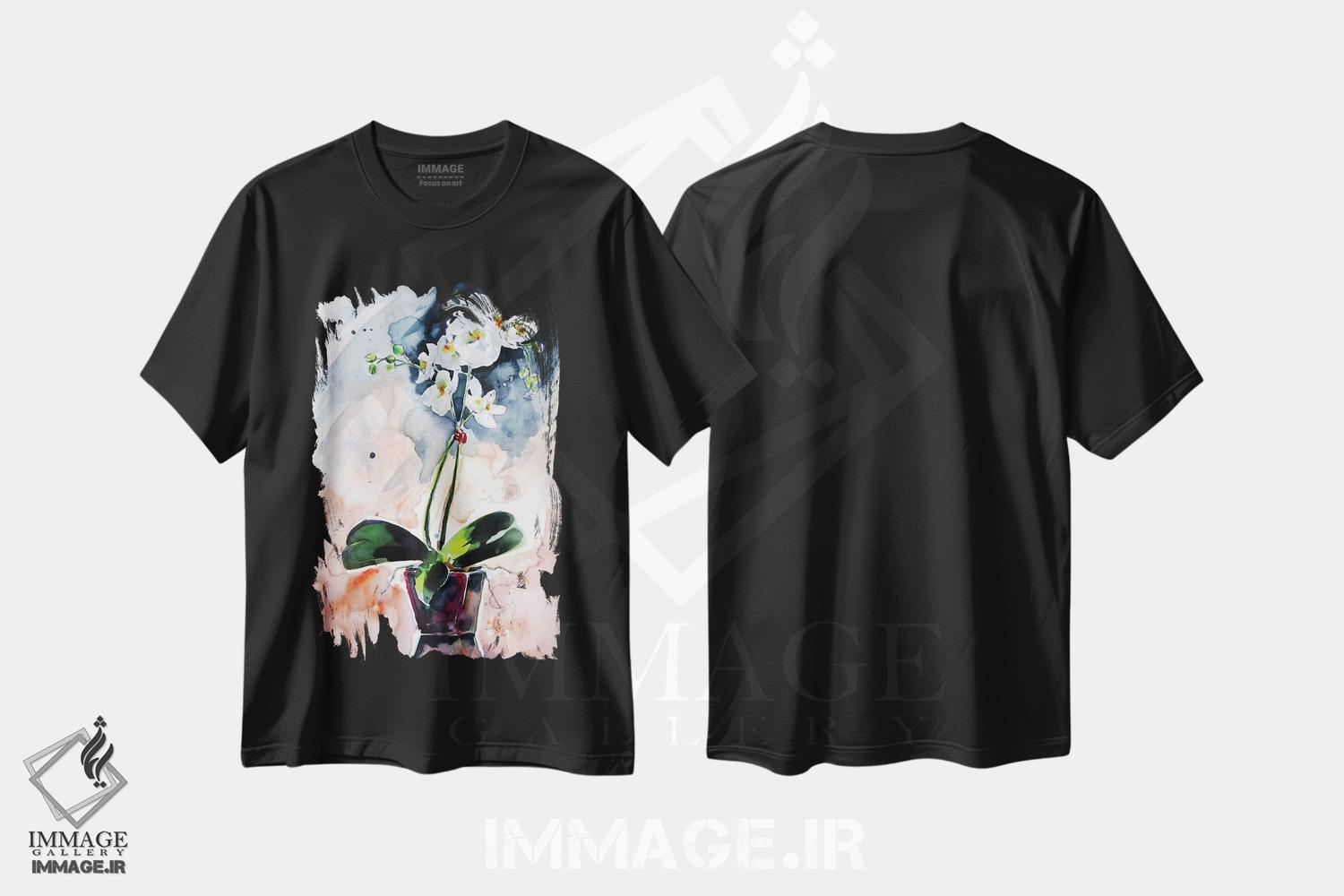 تیشرت طرح دار طبیعت بی جان ارکیده، دکور معاصر اثر آنا بریجیتا کوواچ | فروشگاه ایماژ