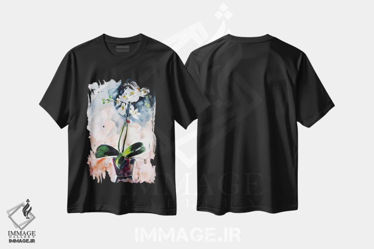 تیشرت طرح دار طبیعت بی جان ارکیده، دکور معاصر اثر آنا بریجیتا کوواچ | فروشگاه ایماژ