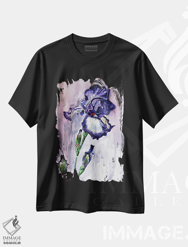 تیشرت طرح دار سوسن بنفش، دکور معاصر اثر آنا بریجیتا کوواچ | فروشگاه ایماژ