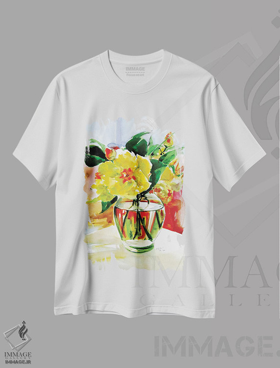 تیشرت طرح دار طبیعت بی جان با گل های زرد، دکور معاصر اثر آنا بریجیتا کوواچ | immage.ir