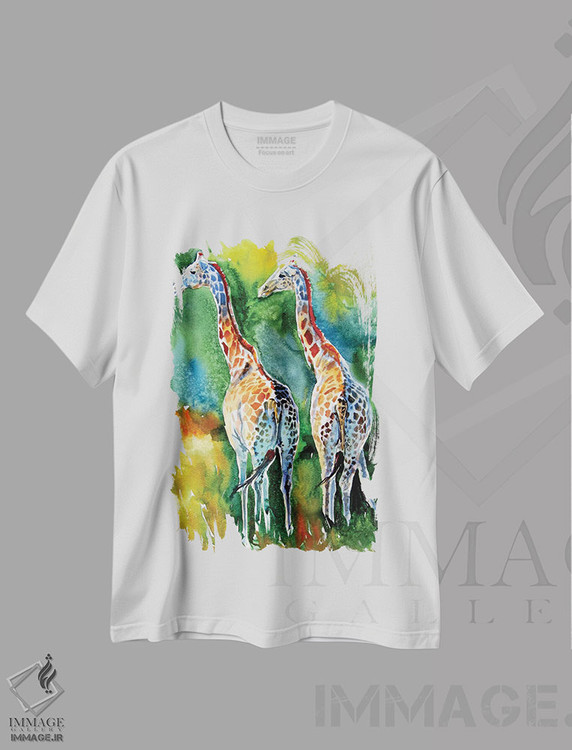 تیشرت طرح دار زرافه ها در دشت، دکور معاصر اثر آنا بریجیتا کوواچ | immage.ir