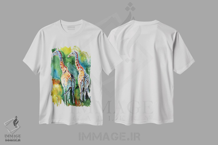 تیشرت طرح دار زرافه ها در دشت، دکور معاصر اثر آنا بریجیتا کوواچ | immage.ir