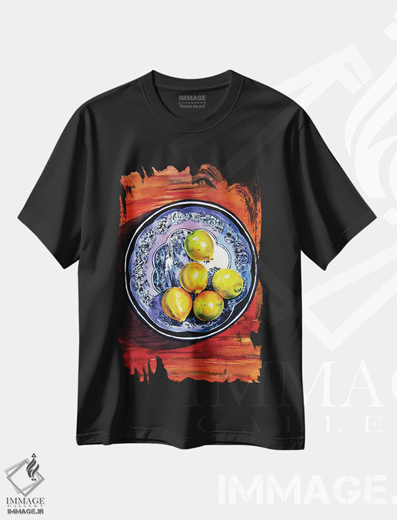 تیشرت طرح دار طبیعت بی جان با لیمو، دکور معاصر اثر آنا بریجیتا کوواچ | فروشگاه ایماژ