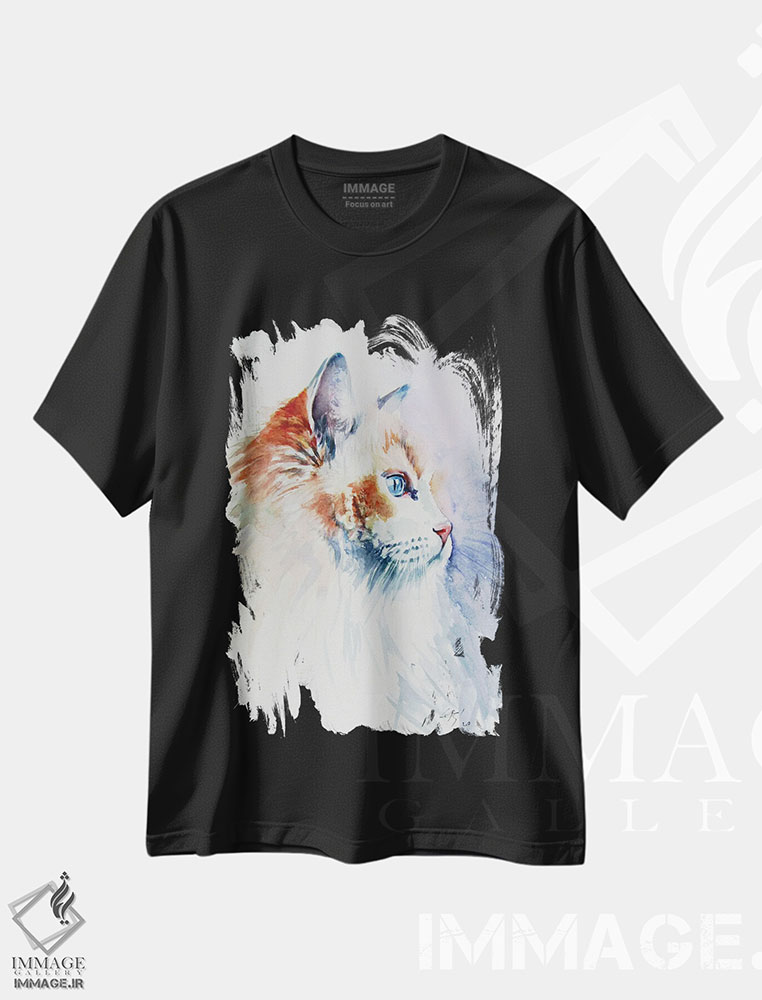 تیشرت طرح دار پرترهٔ گربه ۳، دکور معاصر اثر آنا بریجیتا کوواچ | فروشگاه ایماژ
