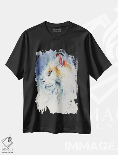 تیشرت طرح دار پرترهٔ گربه ۲، دکور معاصر اثر آنا بریجیتا کوواچ | فروشگاه ایماژ