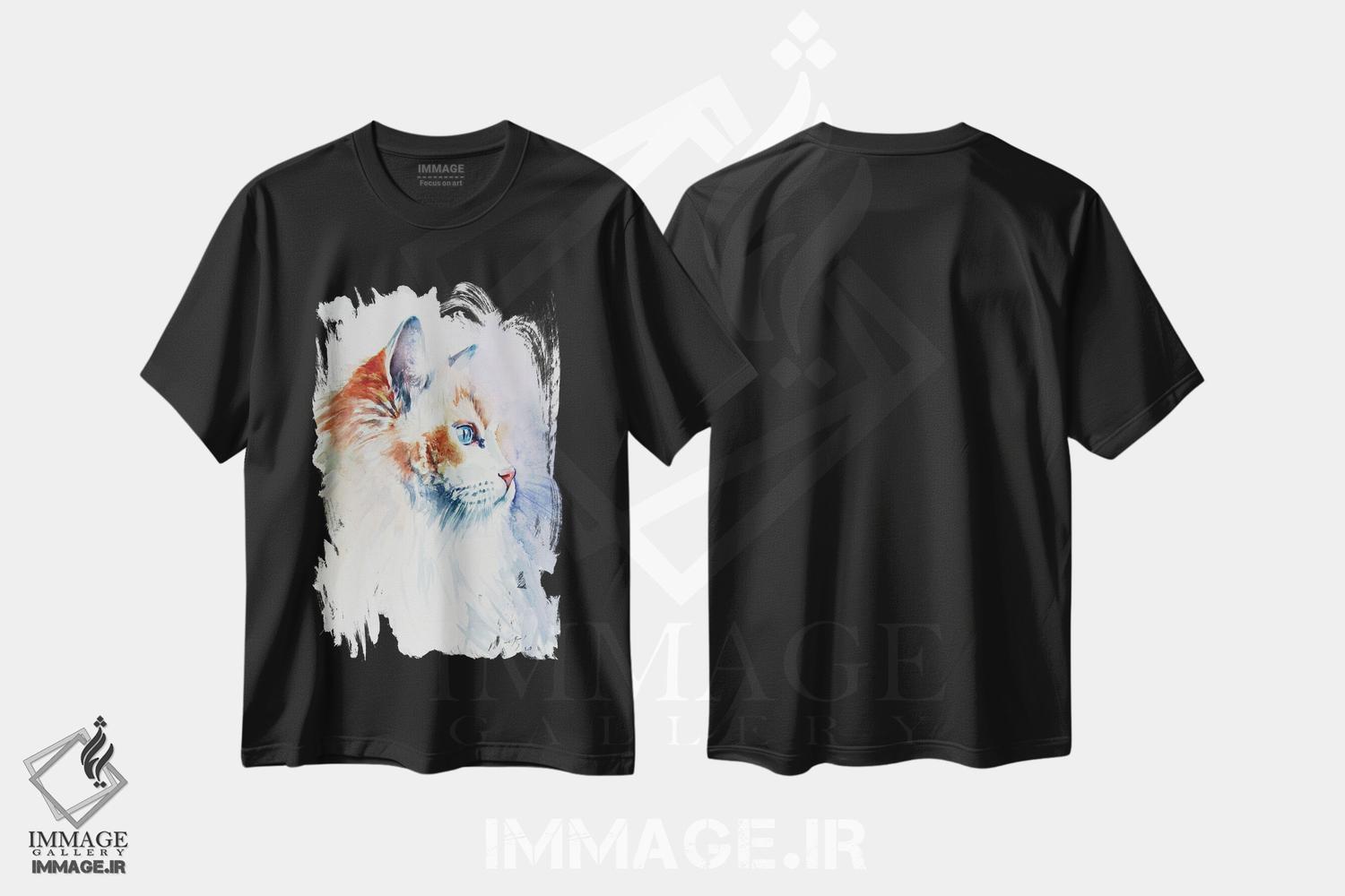 تیشرت طرح دار پرترهٔ گربه ۳، دکور معاصر اثر آنا بریجیتا کوواچ | فروشگاه ایماژ